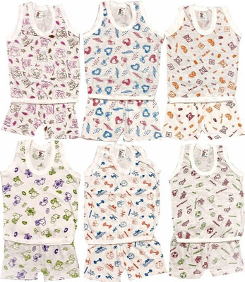 HouseOfCommon Baby Boys & Baby Girls Casual T-shirt Shorts(WHITE)