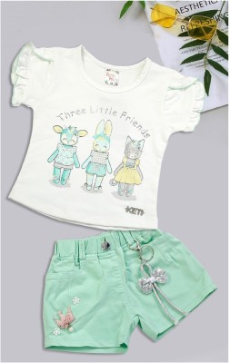 KETI MINI Baby Girls Casual Top Shorts(Multicolor)