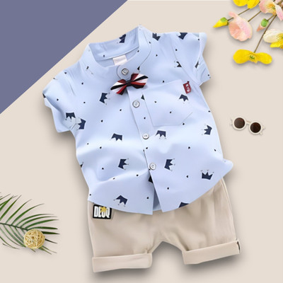 WinsKart Baby Boys & Baby Girls Party(Festive) Shirt Shorts(ROYAL TAJ_SKY)