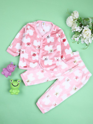 V-MART Baby Boys & Baby Girls Casual T-shirt Pyjama(Peach)