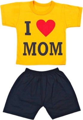 RUKMINI Baby Boys & Baby Girls Party(Festive) T-shirt Pant(Yellow)