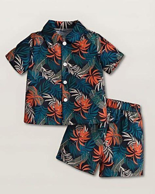 DK Creation Baby Boys Casual T-shirt Capri(Green Floral)