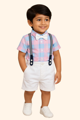 KRIYU CREATION Boys Party(Festive) Shirt Shorts(PEACH)