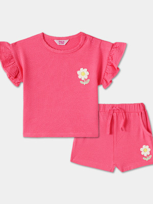 R&B Baby Girls Casual Top Shorts(PINK)