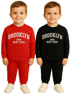 FASTCRY Boys Casual Sweatshirt Pant(Red & Black)