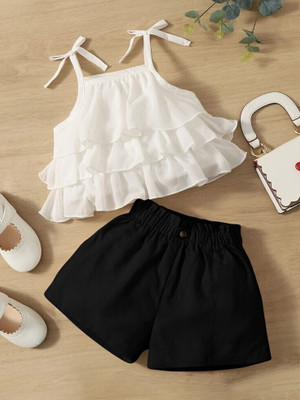 SADAT Baby Girls Party(Festive) Dress Shorts, Pant(White, Black)