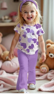 botgo Baby Girls Casual T-shirt Pyjama(PURPLE)