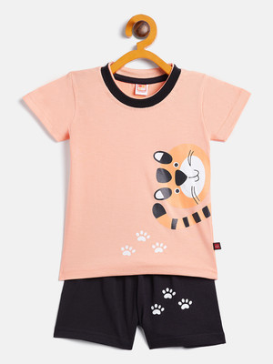 Camey Baby Boys & Baby Girls Casual T-shirt Shorts(Orange-1)