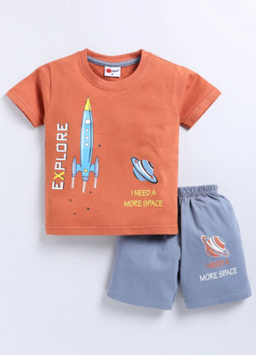 Mars Infiniti Boys Casual T-shirt Shorts(Orange, blue)
