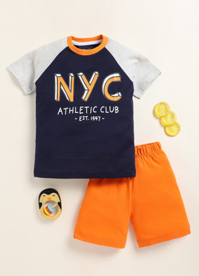 Lazy Shark Boys Casual T-shirt Shorts(Navy Blue)
