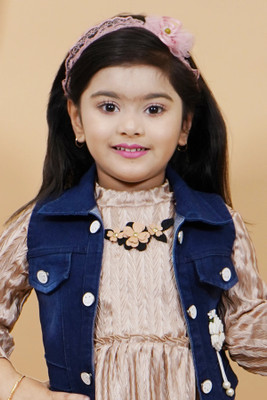 NHFASHION Girls Party(Festive) Jacket Jeans(BROWN)