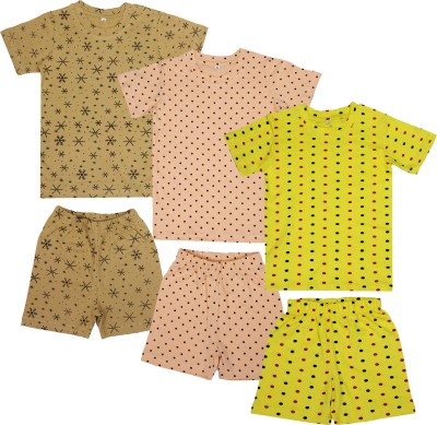 Ayvina Boys & Girls Casual T-shirt Shorts(Fawn,Peach,Yellow)