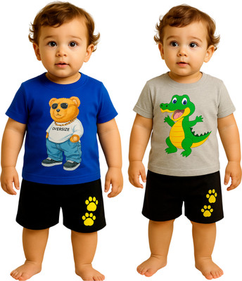 SEGRO Baby Boys & Baby Girls Casual T-shirt Shorts(ROYAL, GREY)