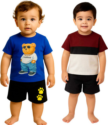 SEGRO Baby Boys & Baby Girls Casual T-shirt Shorts(ROYAL, MEHROON)