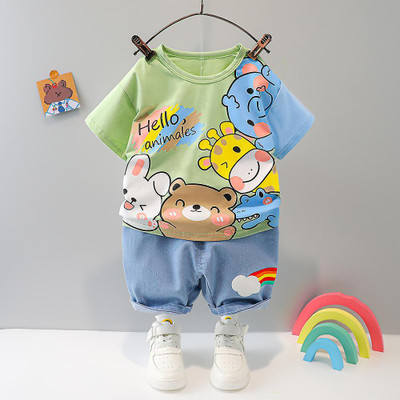 ENCASH FASHION Baby Boys Party(Festive) T-shirt Capri(GREEN BLUE)