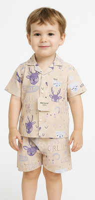 dhairyatraders Baby Boys & Baby Girls Casual Shirt Shorts(Brown)