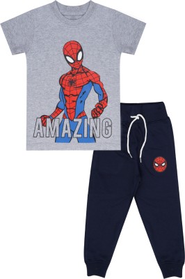 MARVEL BY MISS & CHIEF Boys Casual T-shirt Track Pants(Grey)