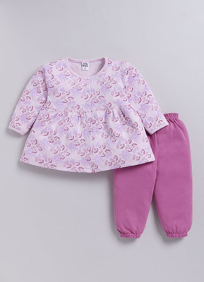 TINY BINY Baby Girls Casual Top Pant(Light Lavender)