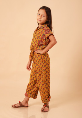 Sangria Girls Party(Festive) Top Trouser(Yellow)