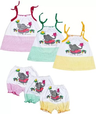 Elegant Closet Baby Girls Casual Top Shorts(Multicolor)