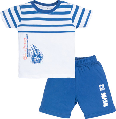Guti Boys Casual T-shirt Shorts(Blue&White)