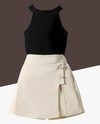 MENVVY FAB Baby Girls Party(Festive) Top Shorts(BLACK)