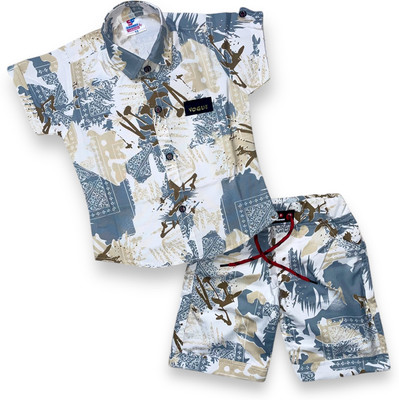 Fluemart Baby Boys Casual Shirt Pant(Yellow)