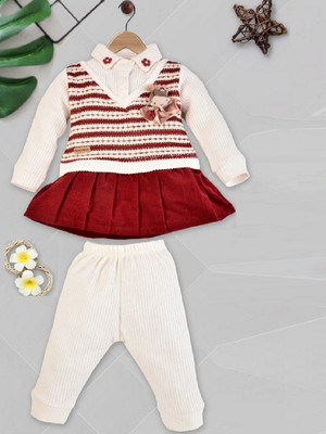 Kiko Baby Girls Casual Top Pant(Red)