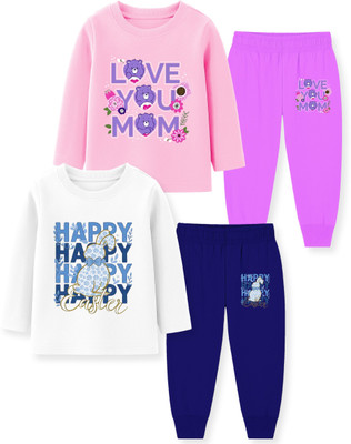 Lavi-Tavi Baby Girls Disney Princess Casual T-shirt Track Pants(Combo 3)