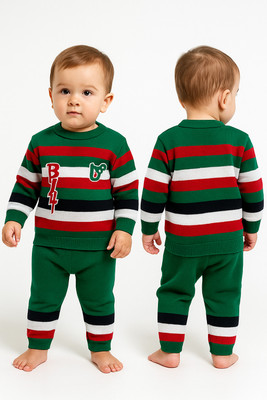 kidfashion Baby Boys & Baby Girls Barbie Party(Festive) Sweater Pant(Green, Multicolor Striped)