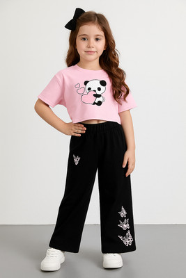 Bellame Girls Kung Fu Panda Casual T-shirt Pyjama(Multicolor 2)