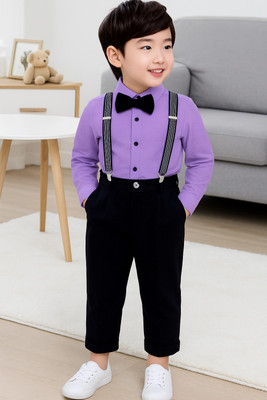 Bleckz Someck Boys Party(Festive) Shirt Pant(Purple)