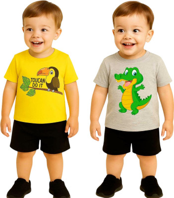 SEGRO Baby Boys & Baby Girls Casual T-shirt Shorts(GOLD, GREY)