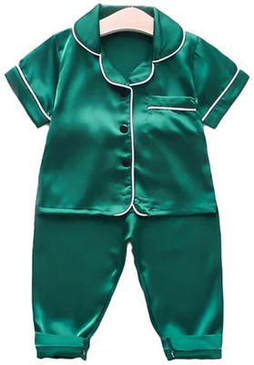 Kwikk Baby Boys & Baby Girls Casual Shirt Pyjama(Green)