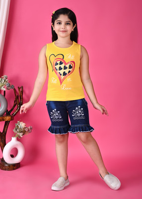 TIMESSTYLE Girls Party(Festive) Top Pant(Yellow)