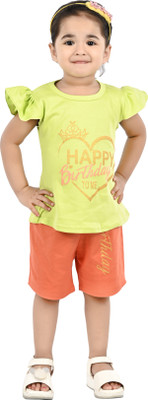 new gen Girls Casual T-shirt Pant(Lemon)