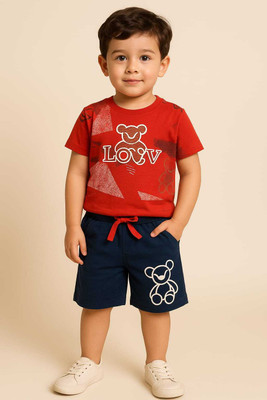 Aqsa Fashion Baby Boys Tom & Jerry Party(Festive) T-shirt Shorts(Red, Multicolor)