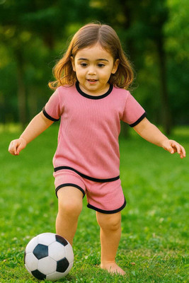 KRIVA Boys & Girls Casual T-shirt Shorts(PINK)