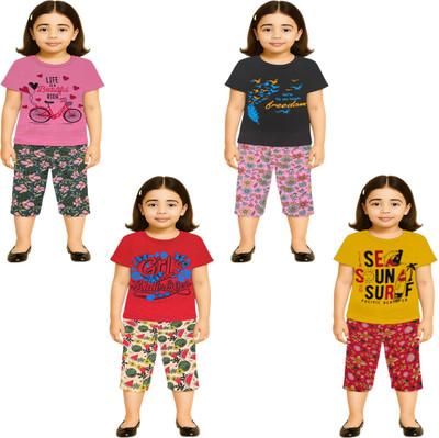 NK TRENDZ Girls Casual Pyjama Pyjama(PK-BK-RD-YW)