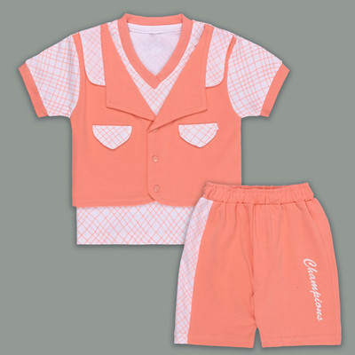 Wishkaro Baby Boys Casual T-shirt Shorts(Peach)