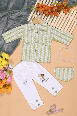 S R RESHMA DRESSES Baby Girls Casual Shirt Pant(Green)