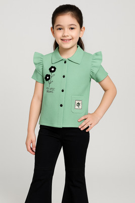 FGALIYA DRESSES Baby Girls Tweety Party(Festive) Shirt Jeans(Green, Black)