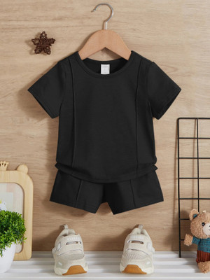NOORCREATION Baby Boys Party(Festive) T-shirt Pant(Black)