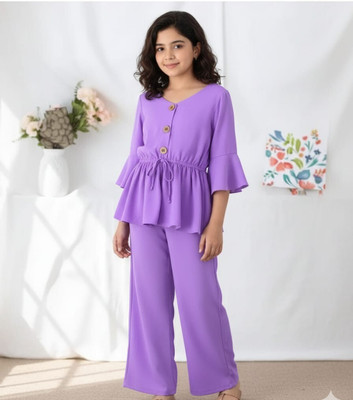 MAHERMA Girls Casual Top Pant(LIGHT PURPLE)