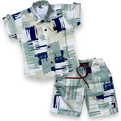 Fluemart Baby Boys Casual Shirt Pant(Green)