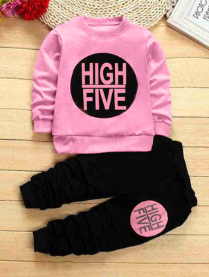 Cute N Tight Boys & Girls Casual T-shirt Pant(Babby Pink)