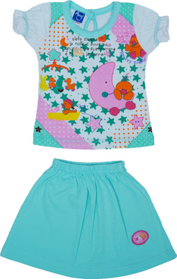 PRETTY COLLECTION Baby Girls Casual T-shirt Skirt(Sky Blue)