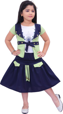 SB FASHION Girls Casual Top Skirt(Green)