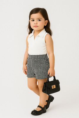 HouseOfCommon Baby Girls Party(Festive) Top Shorts(White)