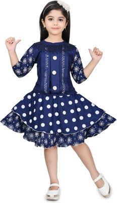 j.n.s rozina Girls Casual Top Skirt(NAVY BLUB)
